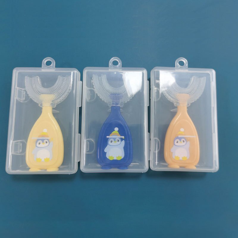 1Pcs U-Vorm Handleiding Vloeibare Siliconen Kinderen Teethbrush Leuke Cartoon Kinderen Tanden Reinigen Tandenborstel Oral Care