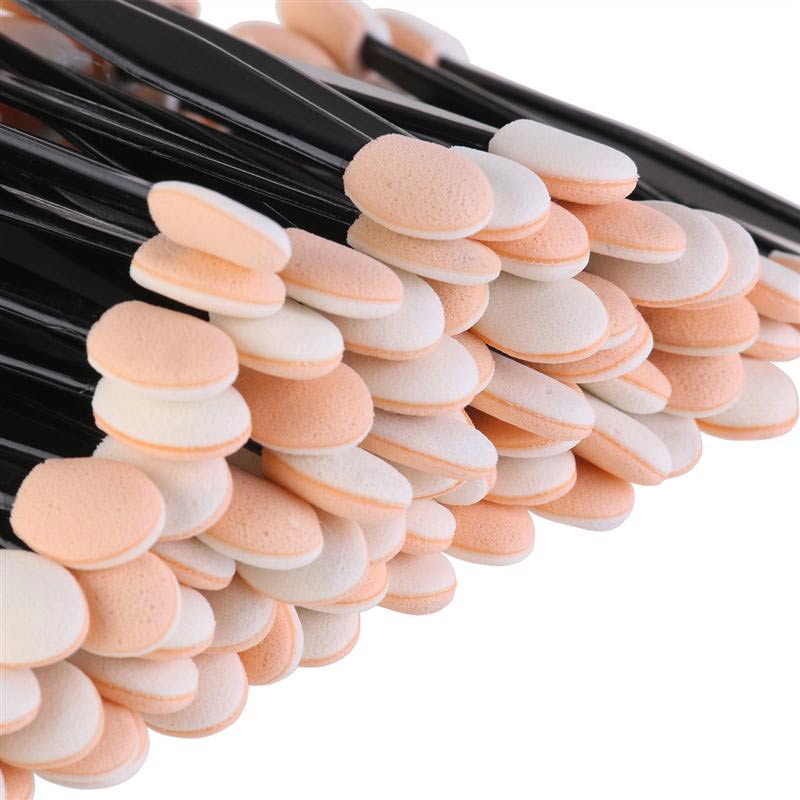 Pinceaux jetables pour fard à paupières, 50 pièces, kit de maquillage jetable pour applicateur cosmétique, éponge en Nylon double face: 50 PCS-Black