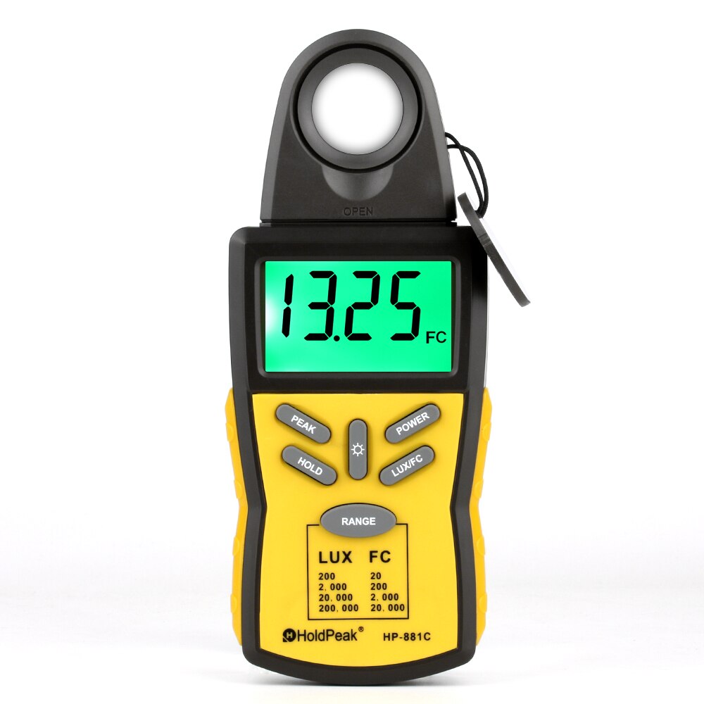 HoldPeak Lux Meter High Precision Digital Light Lux Meter Handheld Illuminometer Photometer Luxmeter: HP-881C-Hol