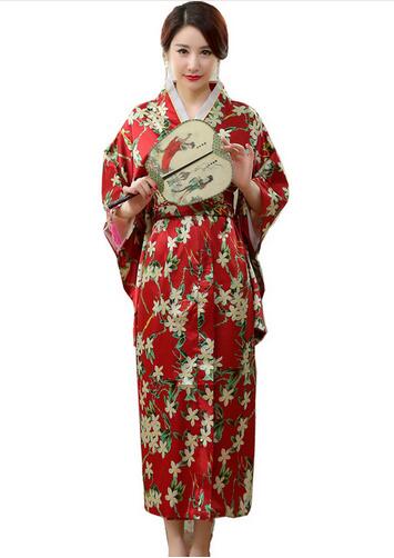 Kimono en soie et rayonne Yukata pour femmes, tenue de soirée Vintage avec fleurs Obi, Costume Cosplay, taille unique: 8
