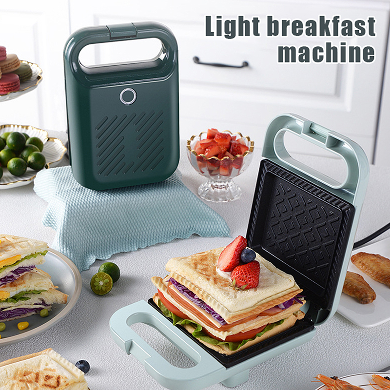 Prensador de pan eléctrico para hacer sándwiches con revestimiento antiadherente, tostadora casera, máquina portátil ligera para hacer alimentos para el hogar y la cocina