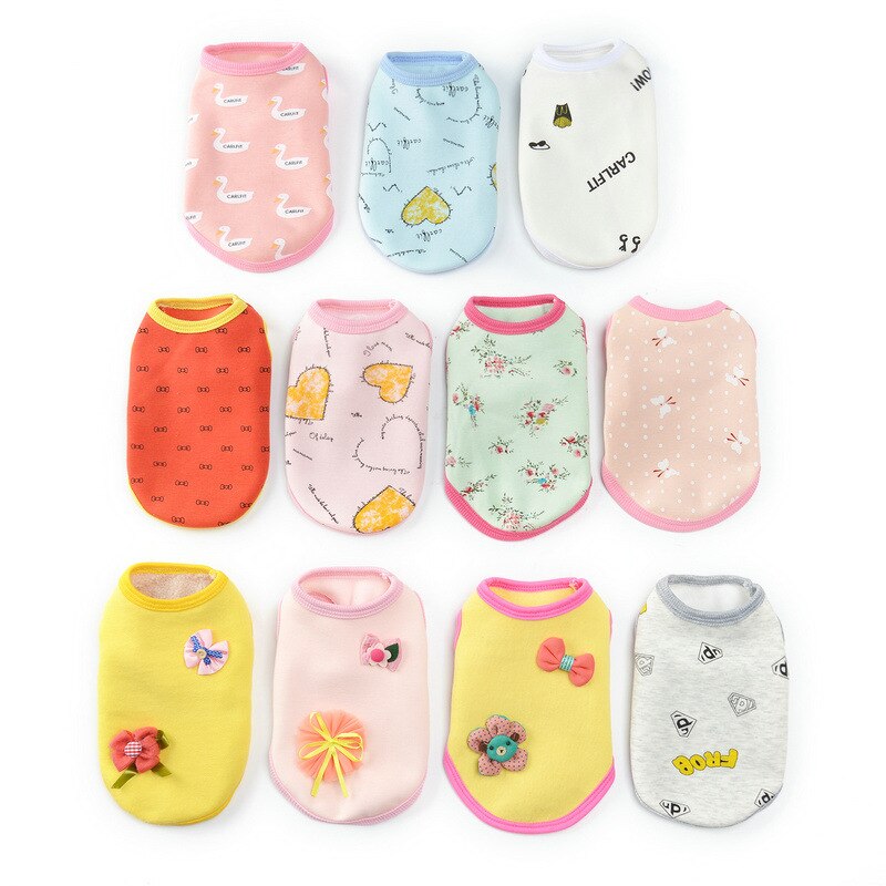 Autumn and Winter Cartoon Pet Clothes Puppy Small Dog Vest Random Models Puppy Cat Pets Clothing Pets Products: Random color / XXXS