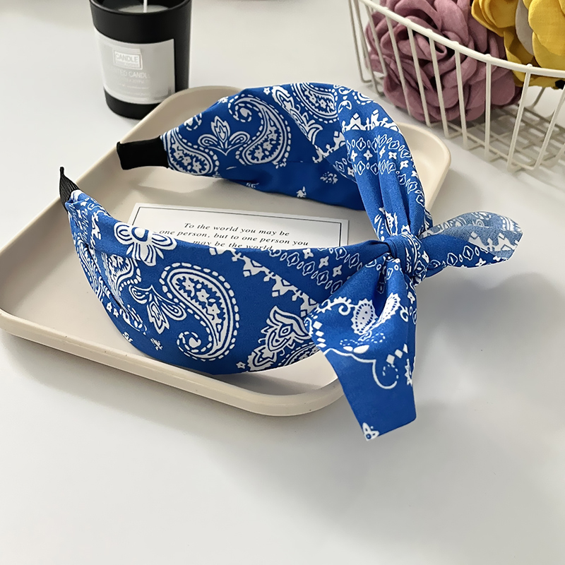 Paisley bandana hårbånd til kvinder topknyttet sløjfe pandebånd sød kaninøre turban hovedbind hårbånd pigetilbehør: Grå