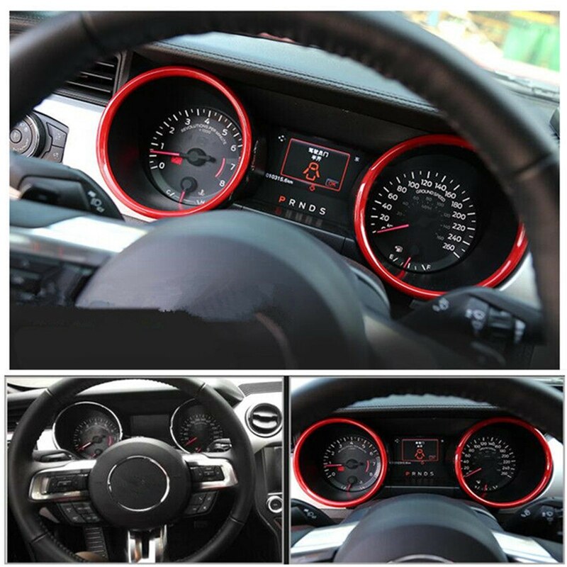 ABS Red Interior Dashboard Ring Cover Trim Decoration for Ford Mustang +