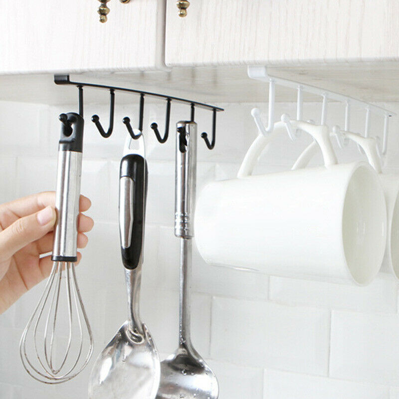 support de tasse à 6 crochets, pour suspendre les armoires de cuisine, sous les étagères, étagère de rangement, organisateur, crochet fournitures de placard de cuisine, offre spéciale