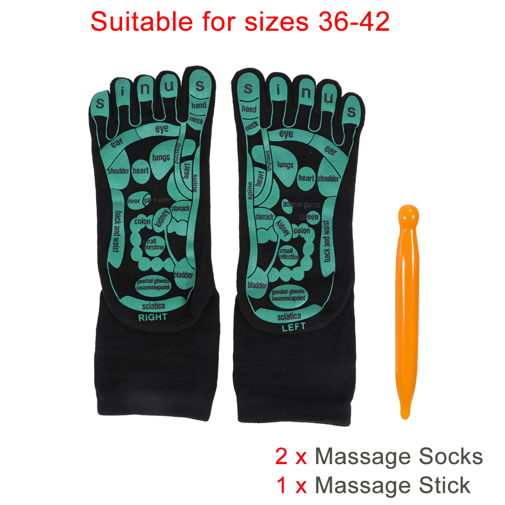 Fuß massage Akupressur Socken Akupunktur handschuhe Hand Füße Reflex zonen massage Socken Englisch Illustration Akupunktur Werkzeuge mit Massage stab: Rot