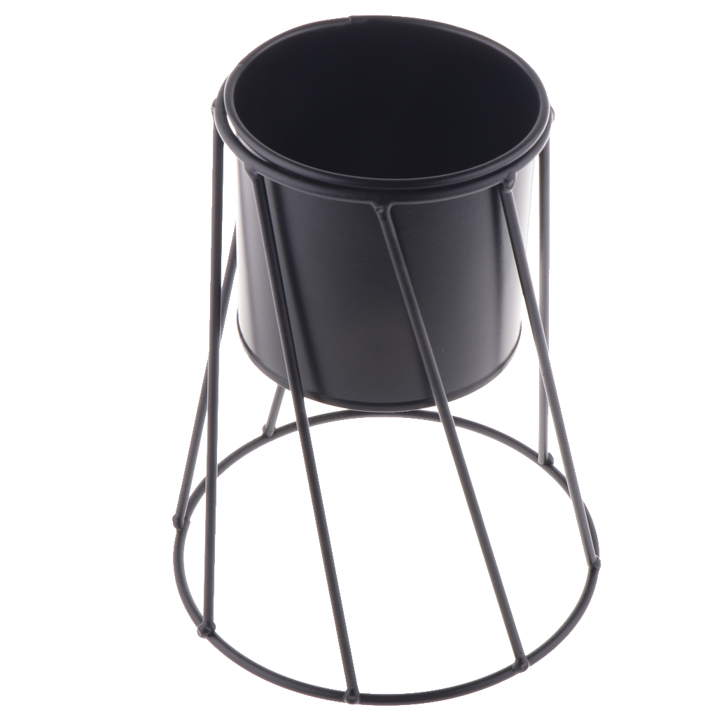 Jernplante vase stativ planter planter have balkon indretning metal blomsterpotte blomstervase hylde rack: B sort