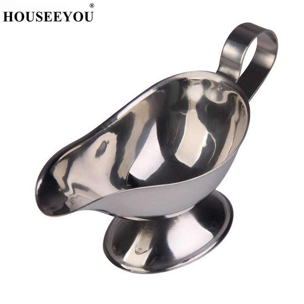 Classic 304 Stainless Steel Gravy Boats Beefsteak Gravy Sauce Boat Container Plate Tableware Seasoning Kitchen Tools Gadgets