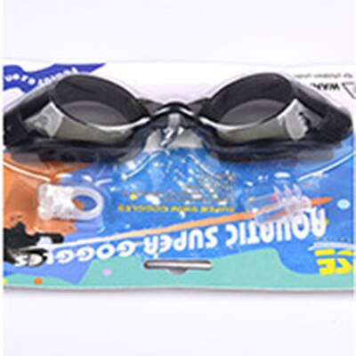 Adjustable Swimming Standing Glasses Goggles Swimming Goggles (earplugs + Nose Clip + Goggles) Three-piece Set: black