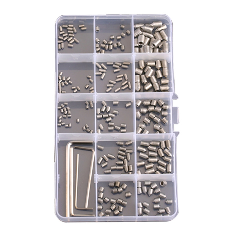 Allen Head Socket Hex Grub Screw Set Assortment Kit Internal Hex Drive Cup-Point