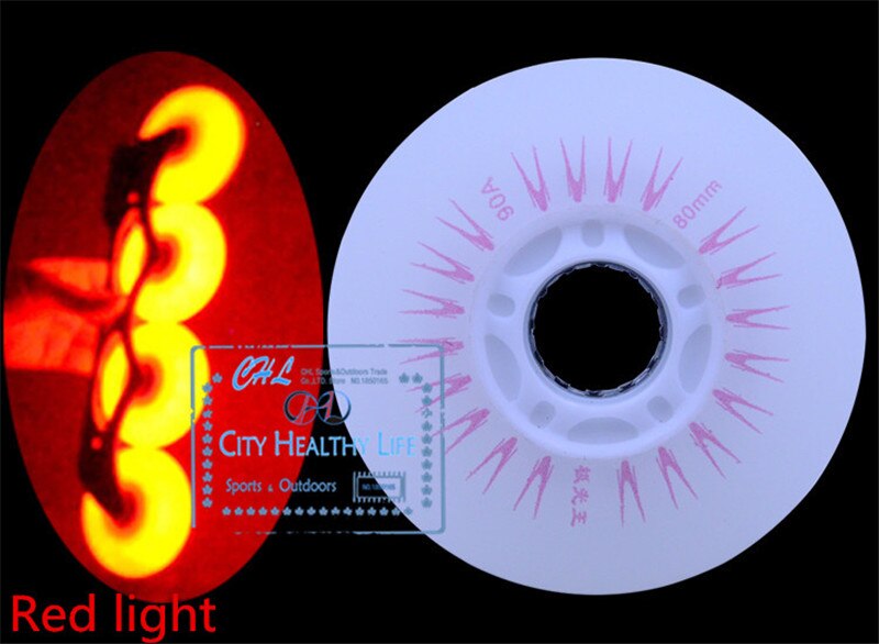 4PCS /lot 90A north light flash wheel with 52 firestones, LED flash skating for inline skates wheel fire stone flint