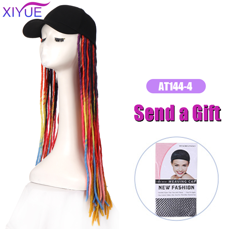 Long Synthetic Baseball Cap Hair Wig Natural Black Cap Hair Extensions Natural Wave Wigs Naturally Connect Hat Wig Adjustable: C4179
