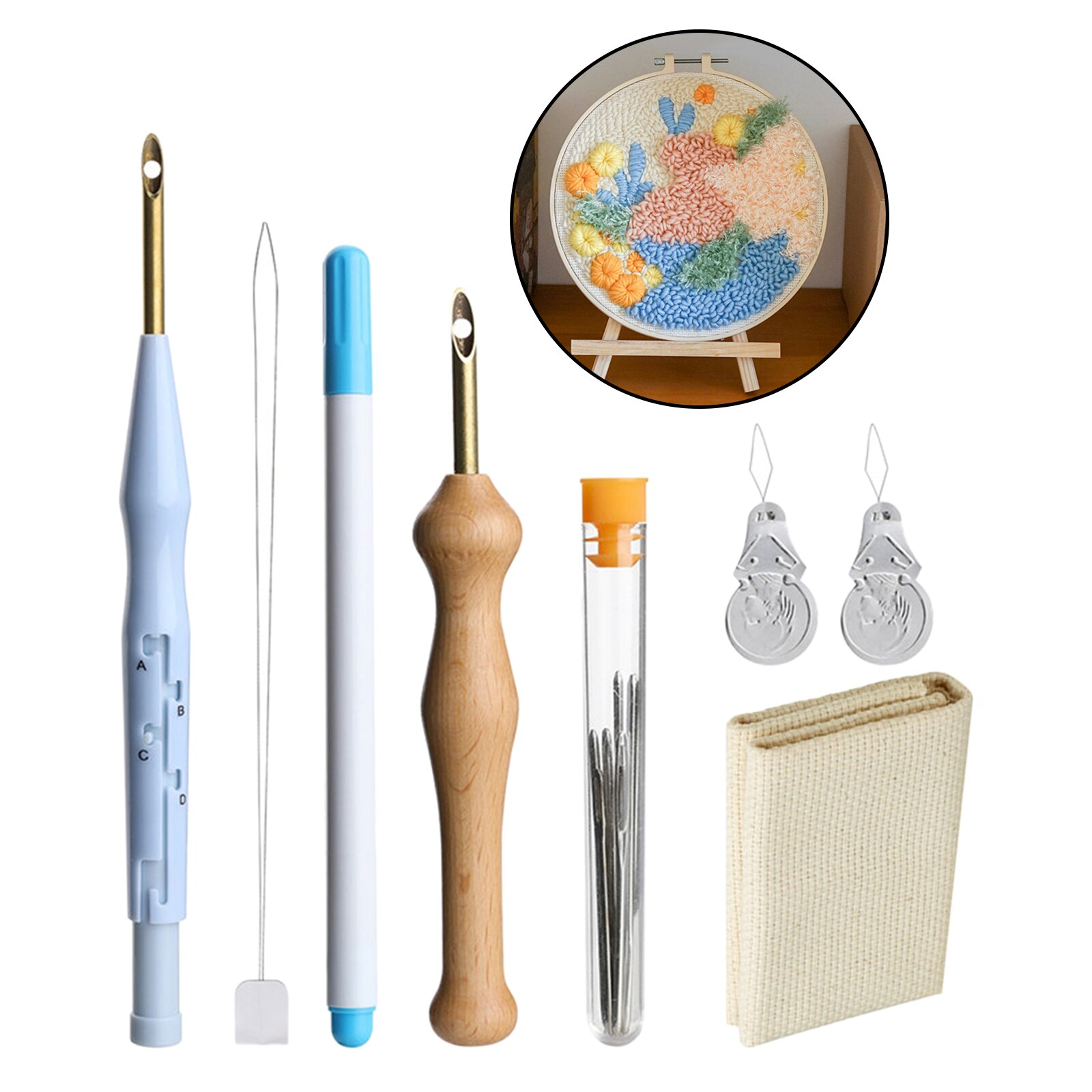 7pcs/Set Embroidery Punch Needle Kits,Embroidery Tools Adjustable Rug Yarn Punch Needle for DIY Sewing Embroidery