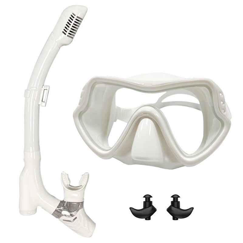 QYQ Tauchmaske, professionelle Schnorchel-Tauchmaske und Schnorchelbrille, Brille, Tauchen, Schwimmen, leichtes Atemschlauch-einstellen, Schnorchelmaske: Weiß