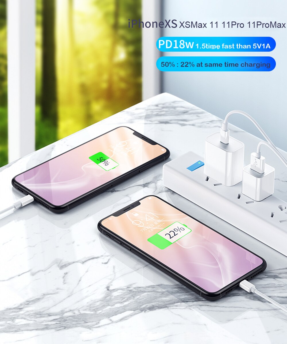 Snel Opladen 18W 2A Type-C Om Voor Lightning Kabel Lader Adapter Lightning Voor Iphone 12 11Pro Max xs Ipad Mini Pro Air