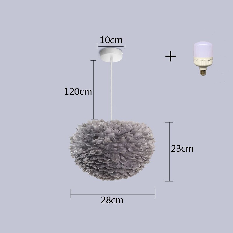 LED Pendant Feather Lamp Romantic chandelier Dreamlike Feather Droplight Kids room girl room chandeliers: grey-s