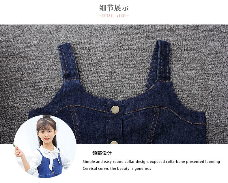 3-12T Teenagers Girls Suspender Skirts Summer Kids Jeans Dress Overalls solid Bib Denim Skirts Toddler Clothing Bebe Clothes