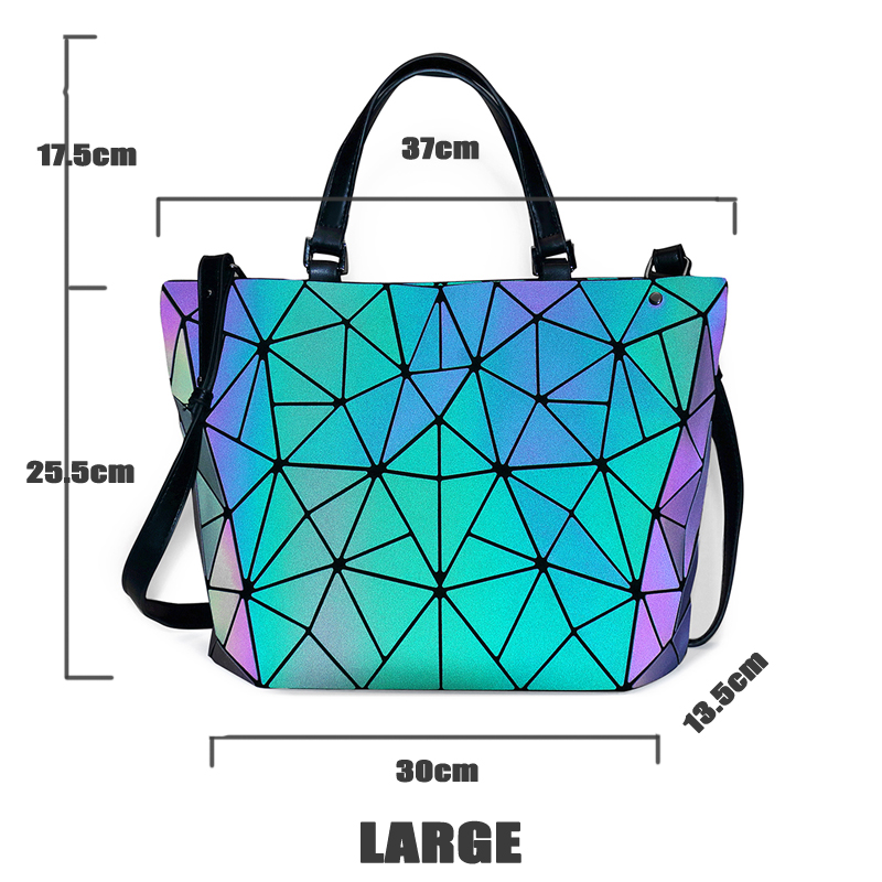 Women's Shoulder Bags Luminous Top-Handle Hologram Geometric Female Wallets and Purse luxury Sets: 30.5x25.5x13.5
