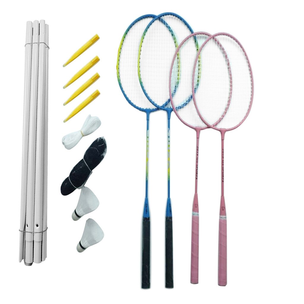 2 st badmintonracket set familj dubbel badminton spelracket lätt lek träning träning badminton racket för vuxna barn: C