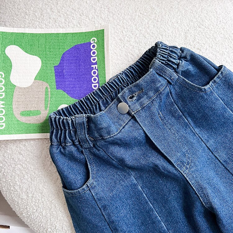 unisex Patchwork Jeans Frühling Kinder lose lässig Denim Harem Hose