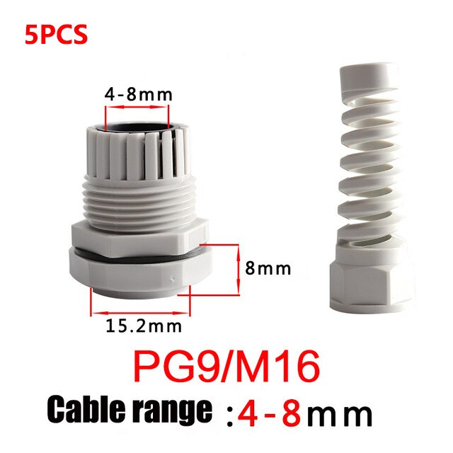 5 pièces IP68 étanche anti-flexion longue câble joint manchon connecteur plastique vis contrainte protecteur M12 PG7 / PG9 / PG11 3-6mm: PG9