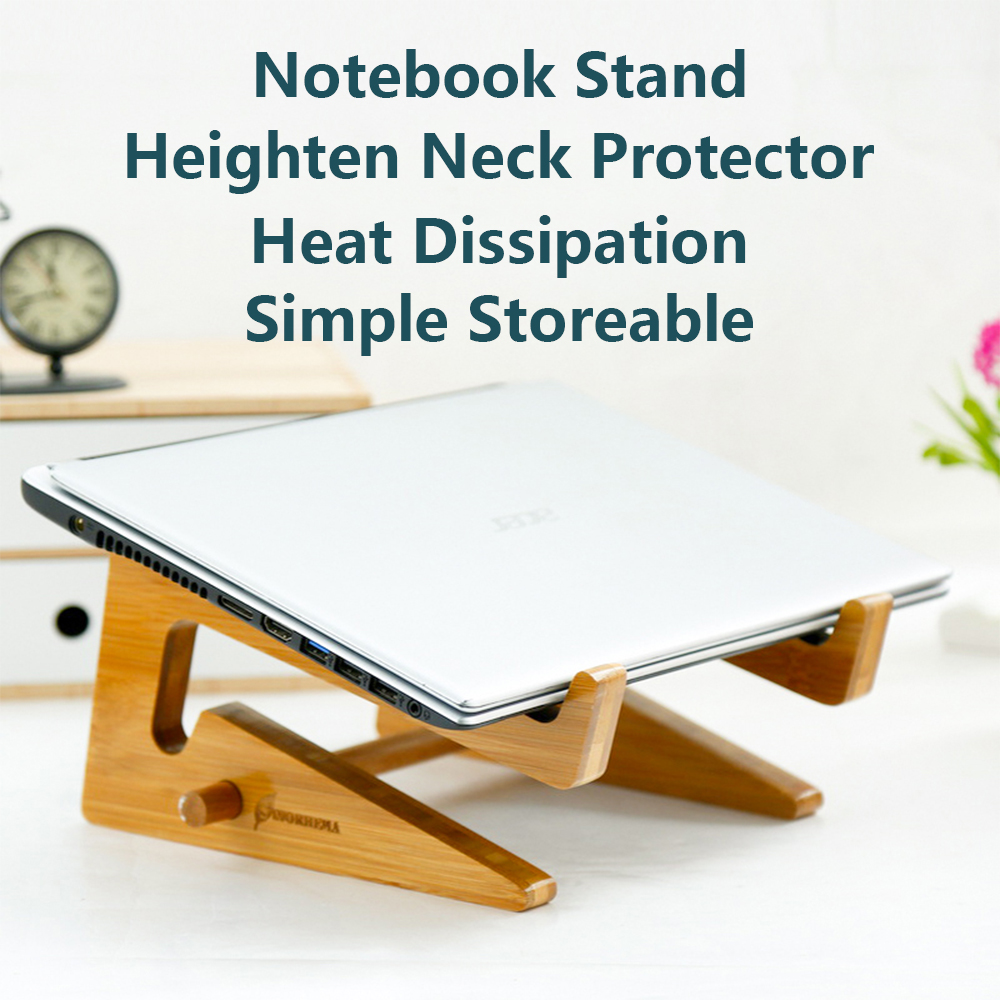 Wood Laptop Stand Increased Height Stand For Macbook Pro Air 13 IPad Pro Vertical Base Cooling 17.3 15.6 14 Inch Notebook Holder