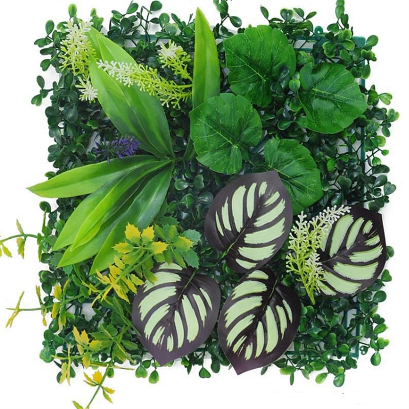 25x25cm Green Artificial Plants Wall Panel Plastic Outdoor Lawns Carpet Decor Home Wedding Backdrop Party Grass Flower Wall: Milky White