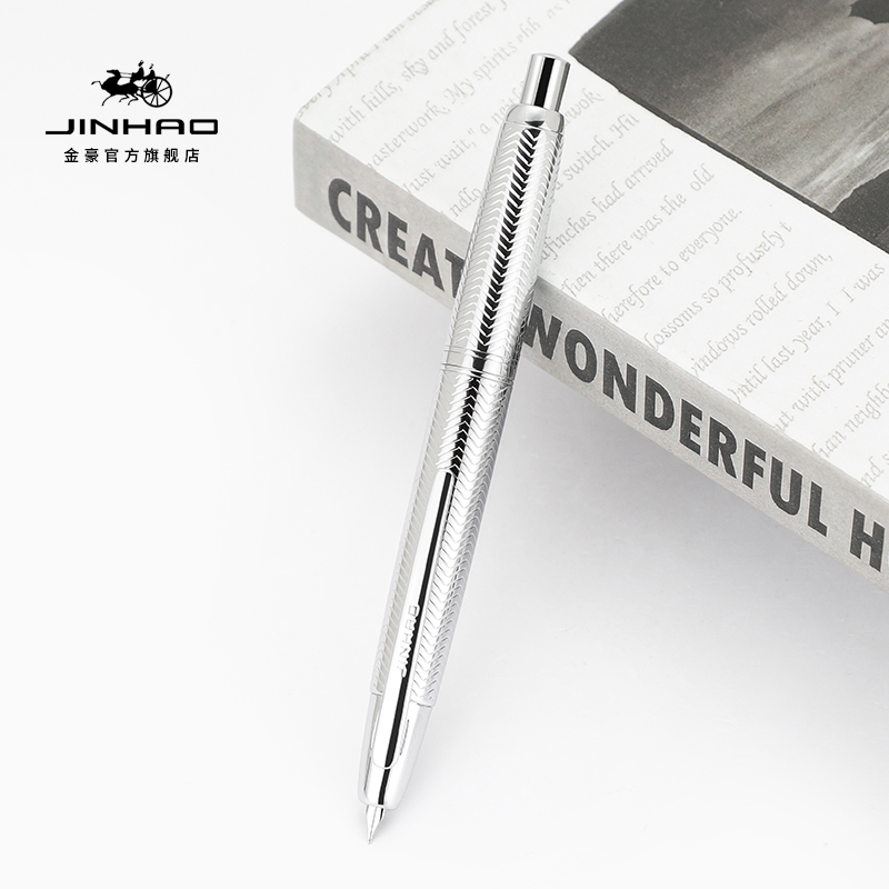 JINHAO 10 métal perle bleu presse stylo plume motif EF F plume écriture stylos à encre fournitures de bureau scolaire stylos: Couleurs mélangées / OBB