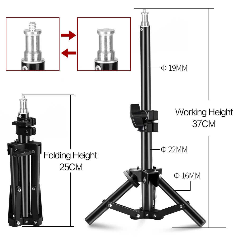37 cm/14,5 zoll Fotografie Mini Tisch 1/4 Schraube Kopf Licht Stehen Für Foto Studio Ring Licht LED Lampe