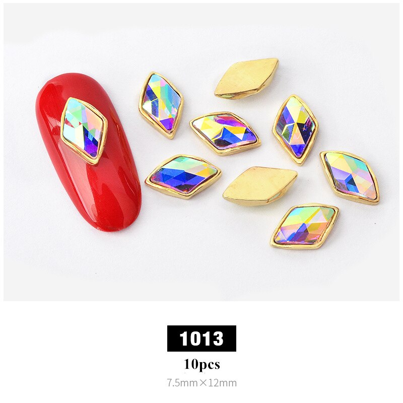 10 pièces breloque alliage Base 3D Nail Art strass décorations à dos plat brillant cristal bijoux diamants manucure accessoires: 1013