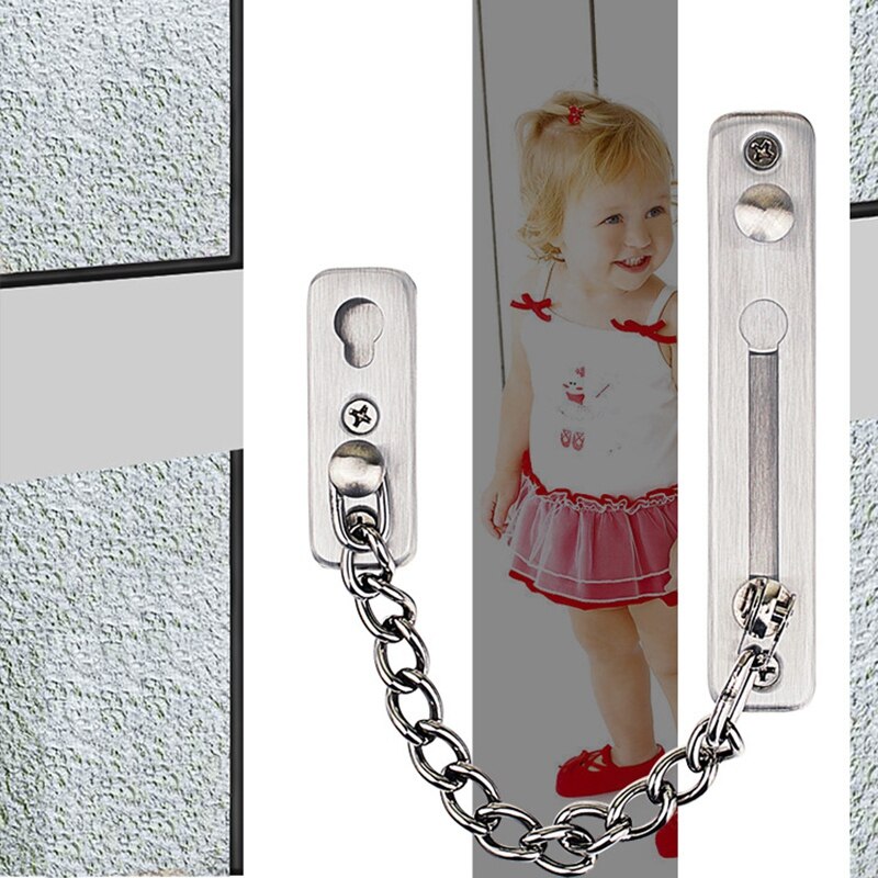 Anti-Theft Chain Punch Install Door Chain Home Door Latch Door Lock Ecurity Lock Door Lock Anti-Lock Pin: Silver