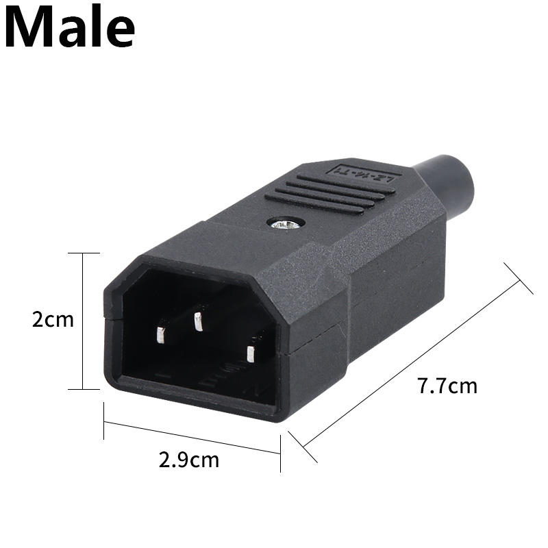 IEC Rechte Kabel Connector C13 C14 10A 250 V Zwarte vrouwelijke & mannelijke Plug Herbruikbare Power Connector 3 pin AC Socket