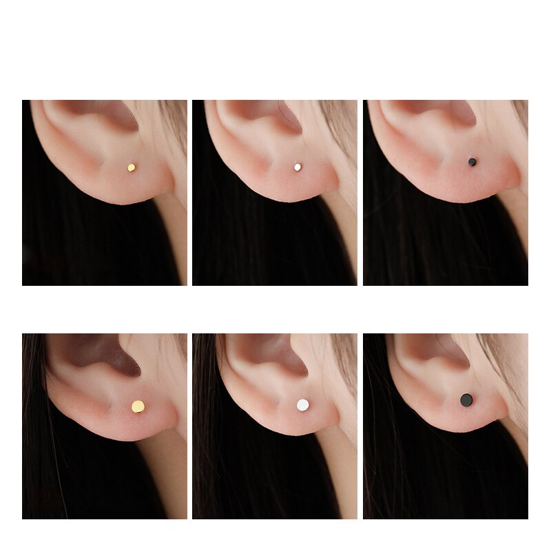 Boucles d'oreilles en argent sterling 925, très fines, très petites, rondes, avec des clous, mini, mignonnes, pour garçons et filles, adorable, 1.5/3mm