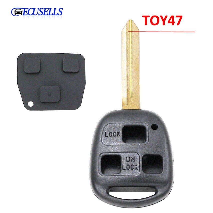 Replacement Remote Key Shell Fob Car Key Case Smart Key Housing for Toyota Yaris Avensis 3 Button Case Fob with Button Pad TOY47