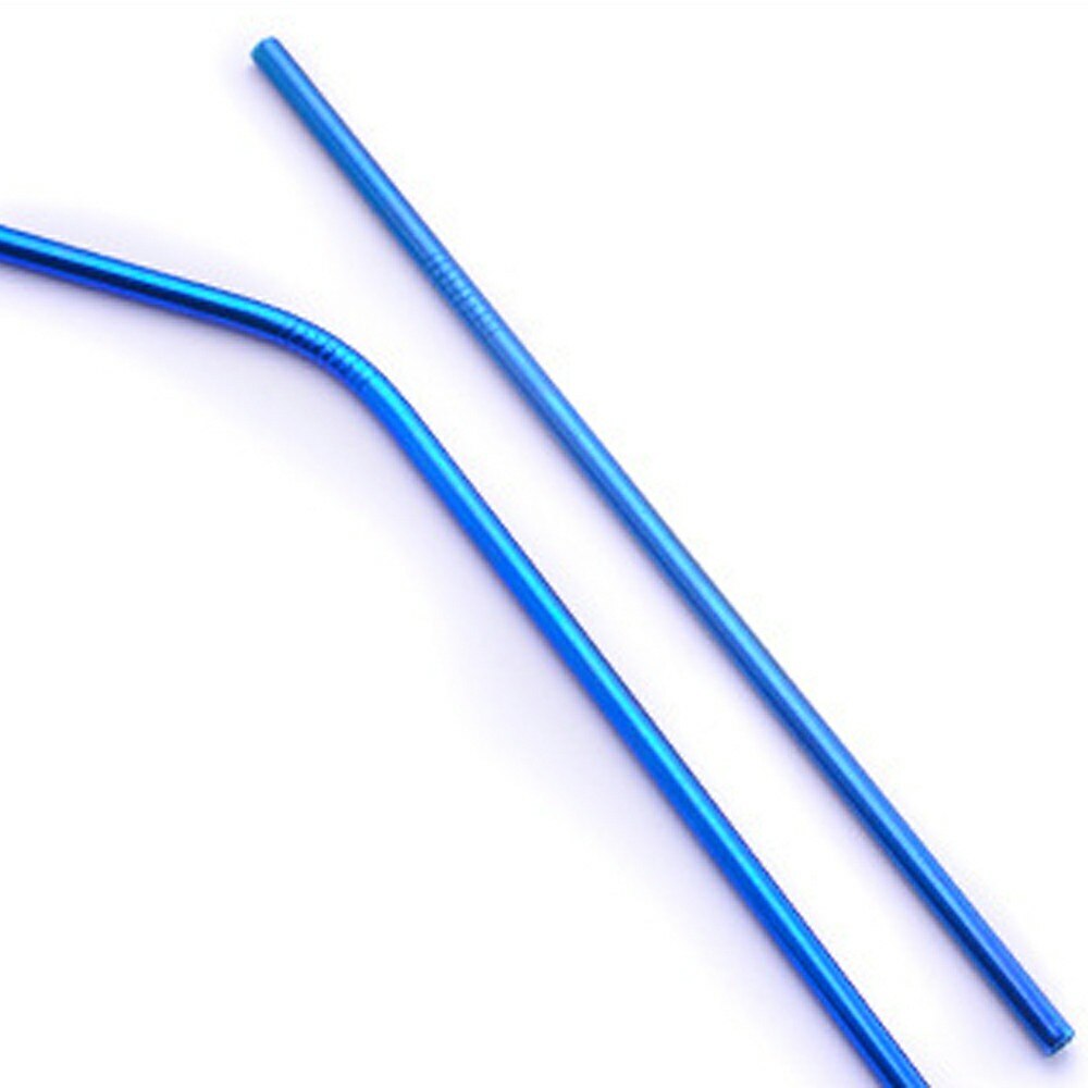 Stainless Steel Metal Drinking Straw Reusable Straws Straight / Bend Pipe Kit: Blue