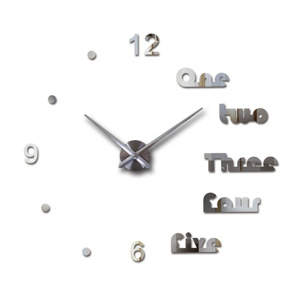 3D Modern Wall Clock Sticker Acrylic DIY 3D Innovative Decorative Wall Stickers THIN889: Silver