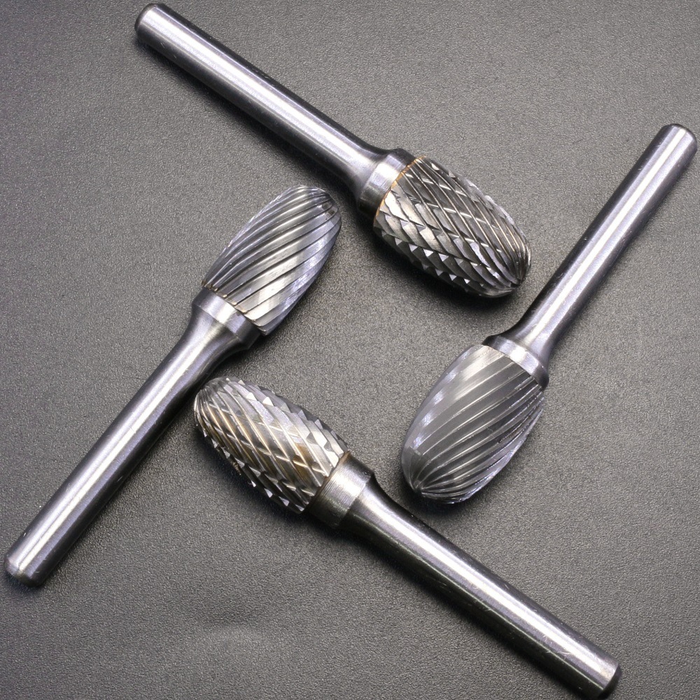 Oval Shape E 6mm 1/4 Shank Mould Carving Tools Tungsten Carbide Rotary File Burr Milling Cutter CNC Engraving for Metal Steel