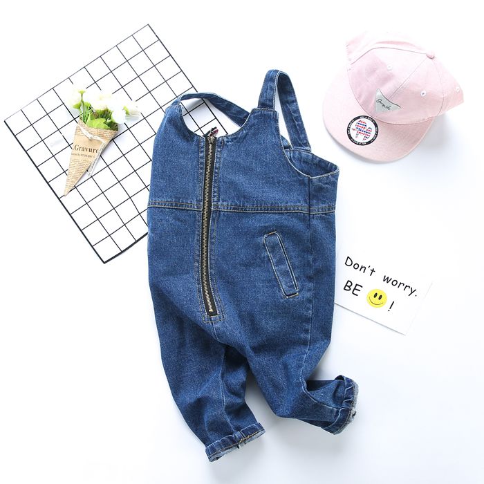 spring baby boy and girls Denim Bib children loose jeans rompers child zipper Jumpsuit