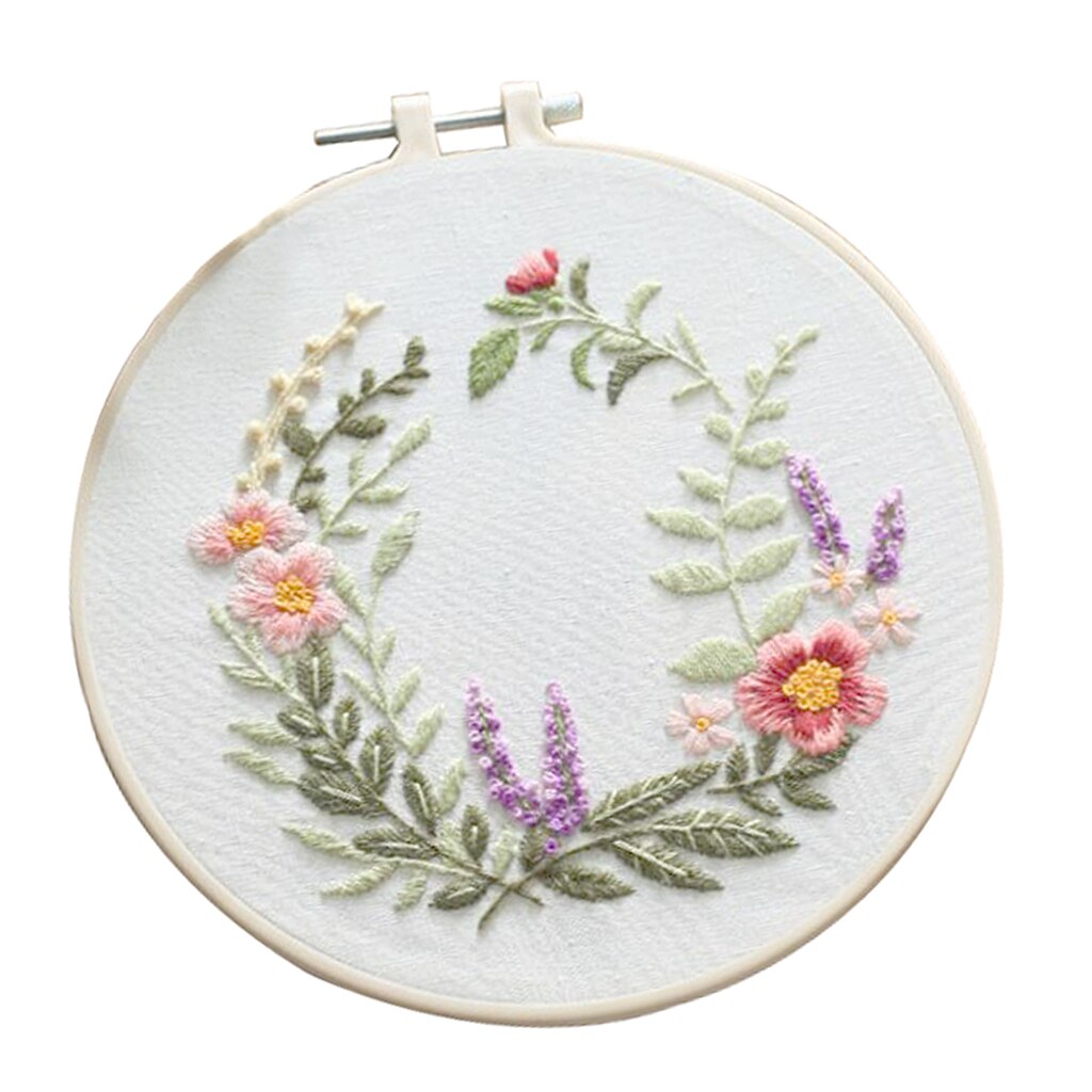 Easy Embroidery Starter Kit Complete Cross Stitch Needles Kits - Flower Pattern