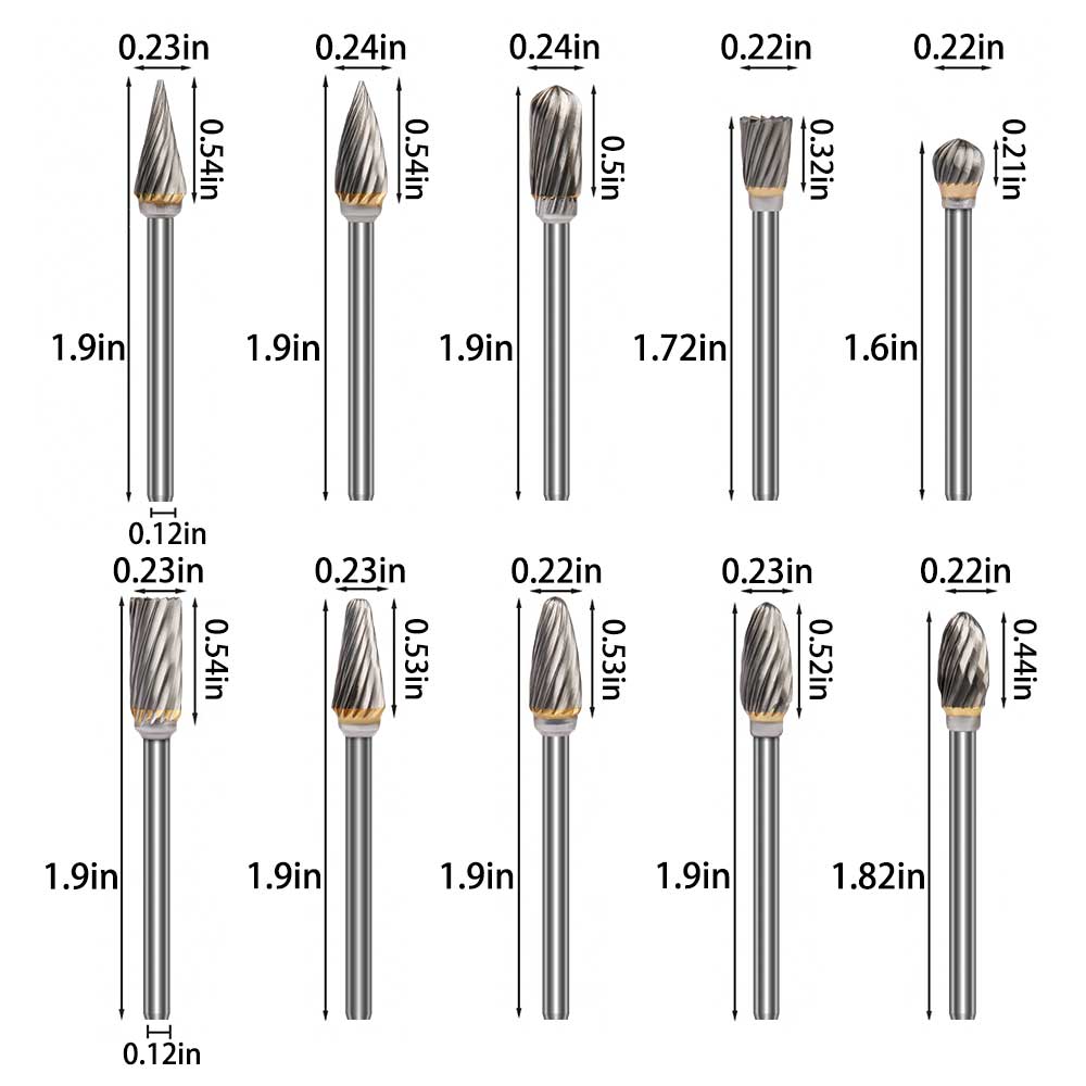 10 Stuks Tungsten Carbide Burr Set 1/8 Inch Schacht Dremel Router Bit Rotary Burr Tool Voor Metal Graveren Polijsten Slijpen