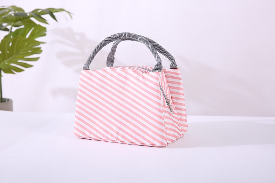 Animal flamingo almoço sacos feminino portátil funcional lona listra isolado comida térmica piquenique crianças refrigerador lancheira saco tote: 3