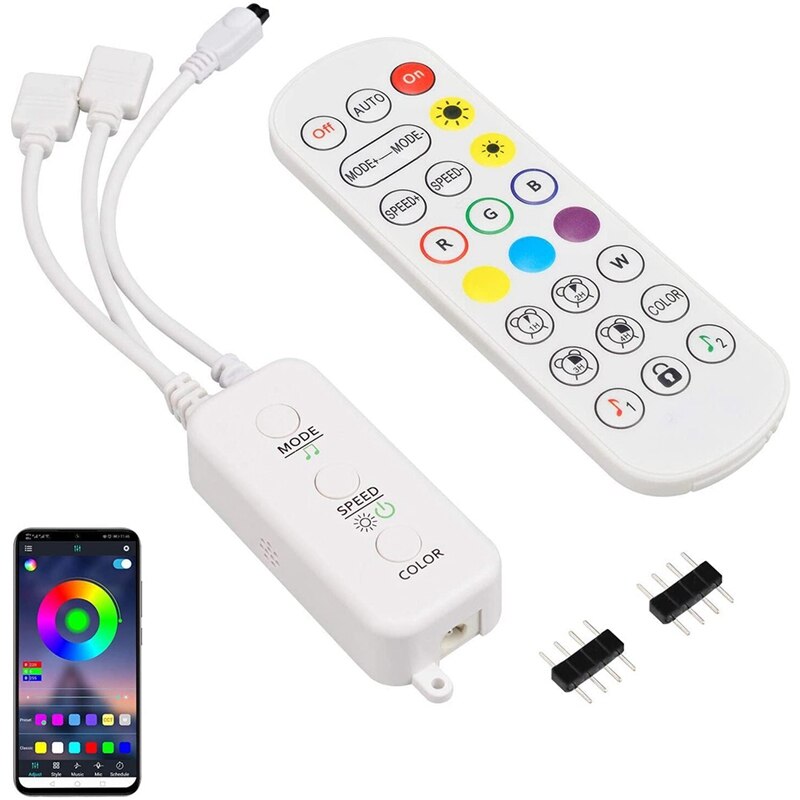 Led Strip Verlichting Controller, Bluetooth Led Strip Controller Met App/Muziek Sync/Ir-afstandsbediening, voor 4-Pin Led Strip Verlichting: Default Title
