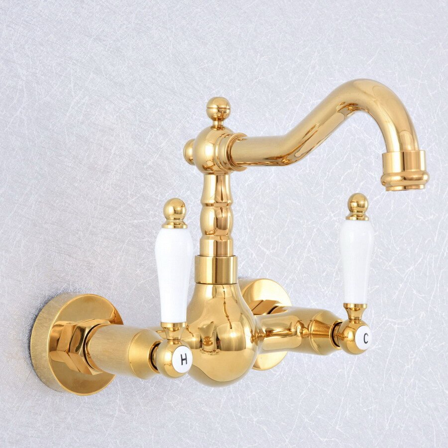 Luxe Gouden Badkamer Keuken Kraan Wall Mounted Men... Grandado