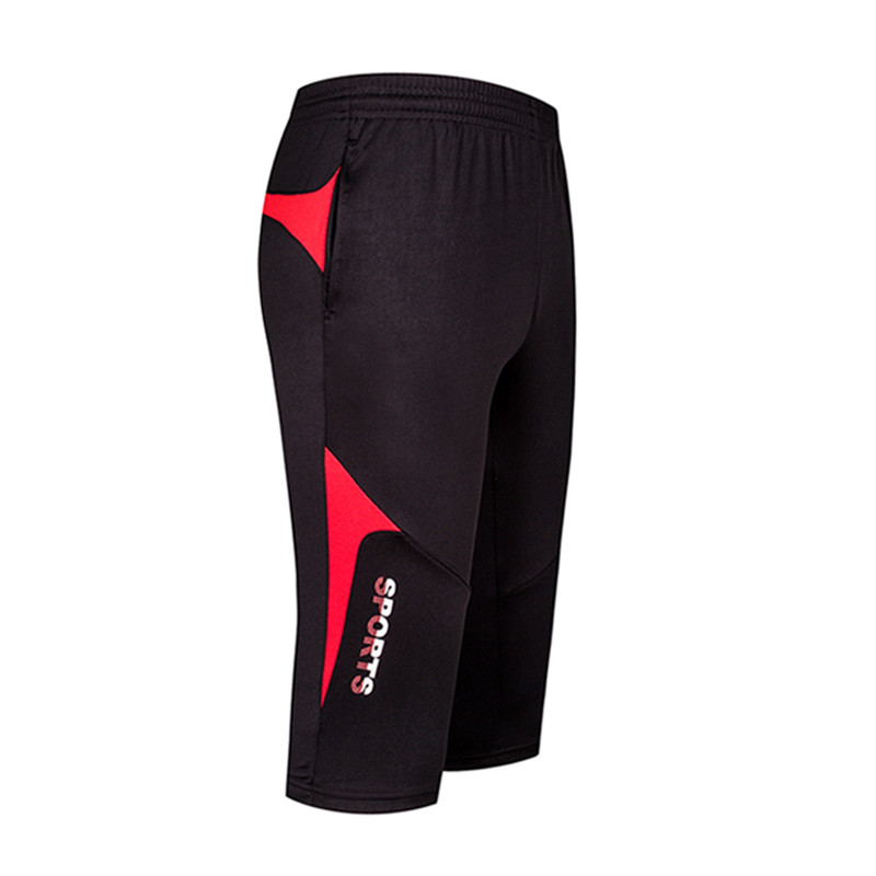 Mannen Voetbal Training Broek Jogging Voetbal Pant Cropped 3 4 Dunne Mannen Sport Running Wandelen Gym Fitness Broek Joggingbroek been: 9716 red line