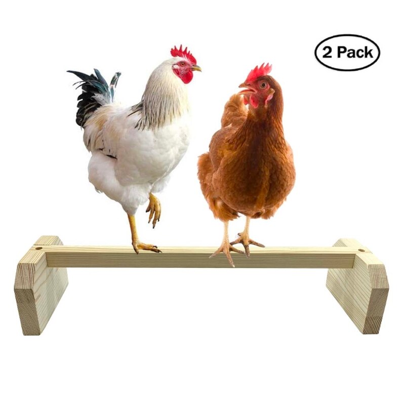 2 Pcs Strong Wooden Backyard Chicken Perch Solid Roosting Bar Coop and Brooder Toys for Large Bird Baby Chicks Parrots