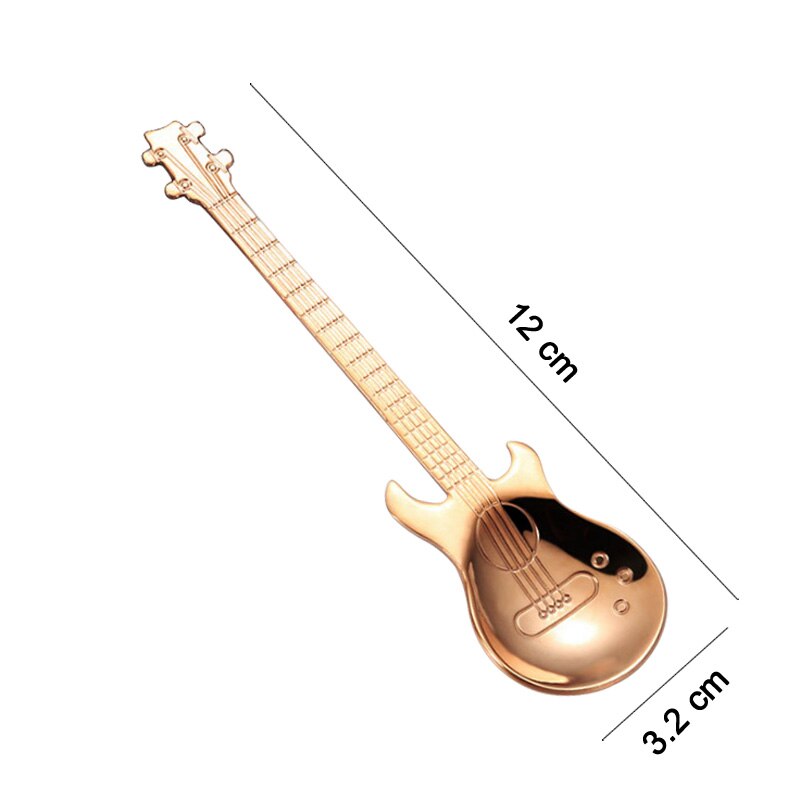 Cucharillas de café con forma de guitarra para helado, cucharilla pequeña de Metal de acero inoxidable, instrumento Musical de bajo