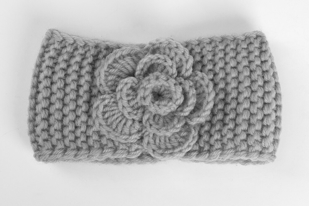 Nouvelle doux bébé hiver garder au fleur tricot laine infantile enfants fille bandeau phtographie accessoires bébé cheveux accessoires: Gris clair