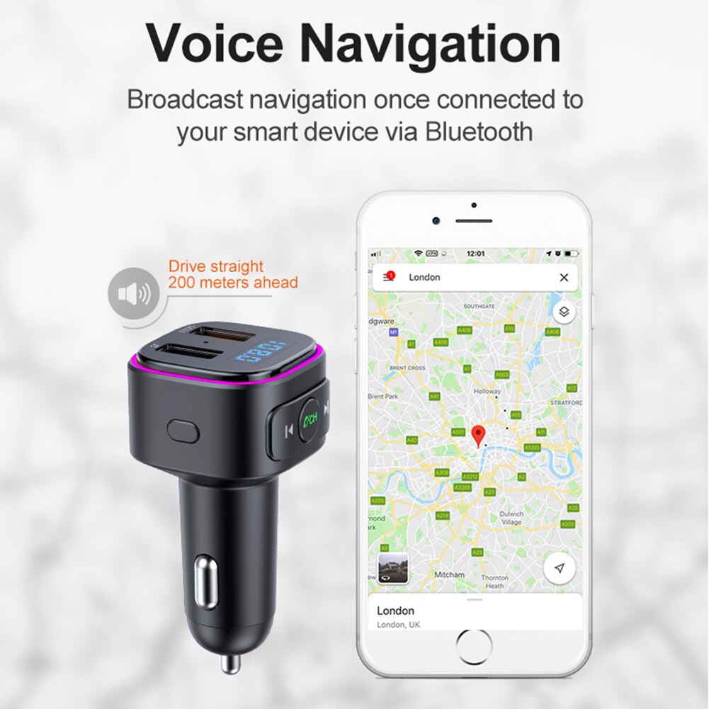 T46Q Auto MP3 Speler QC3.0 Dual Usb Charger Auto Bluetooth 5.0 Fm Zender Voor Outdoor Onderdelen Persoonlijke Auto Accessoires