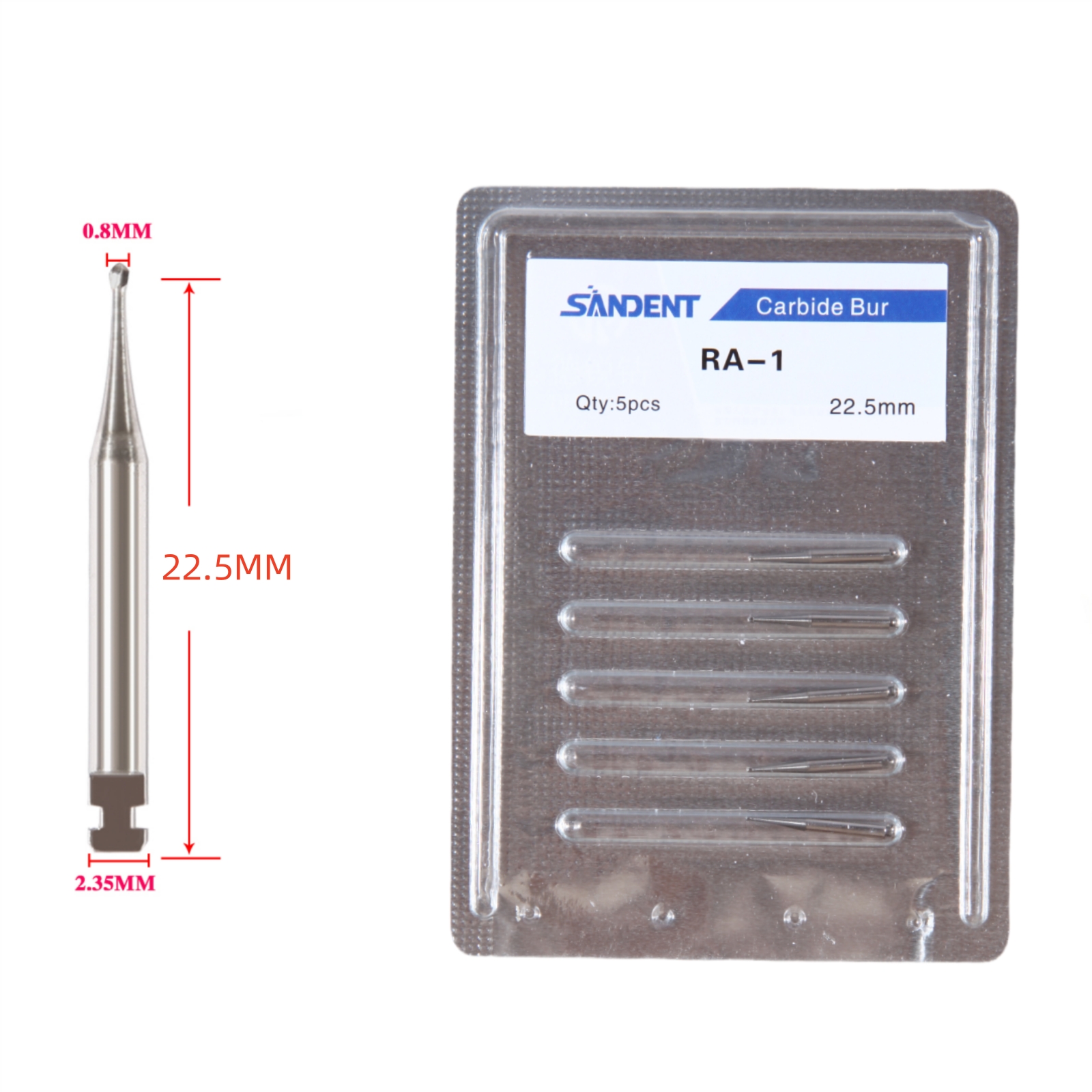 5 unids/caja fresas dentales de carburo de acero de tungsteno cabeza redonda pestillo RA 0,8/1/1,2/1,4/1,6/1,8/2,1/2,3mm para pieza de mano de baja velocidad 2,35mm: Marrón, negro,