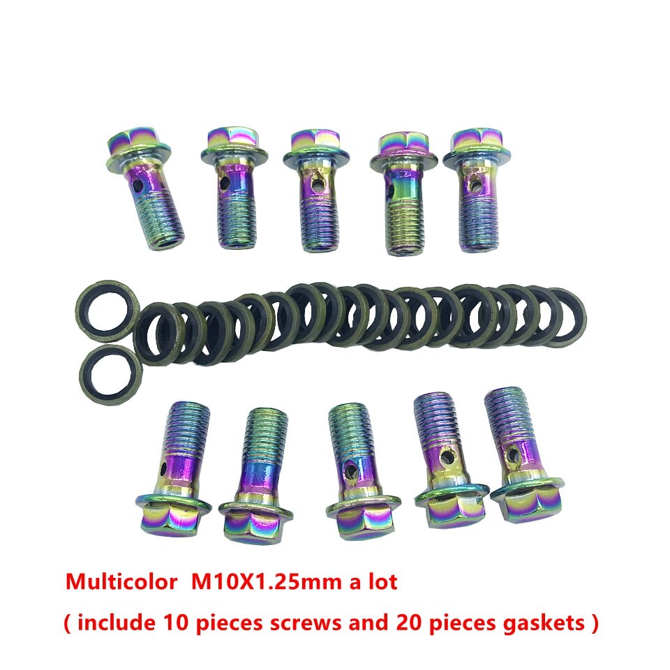 Motorcykel bremsekaliper banjo bolt olieaftapningsskrue / hul skrue  m10 x 1.25mm m10 x 1mm til hovedcylinder til bremseslange: Flerfarvet a